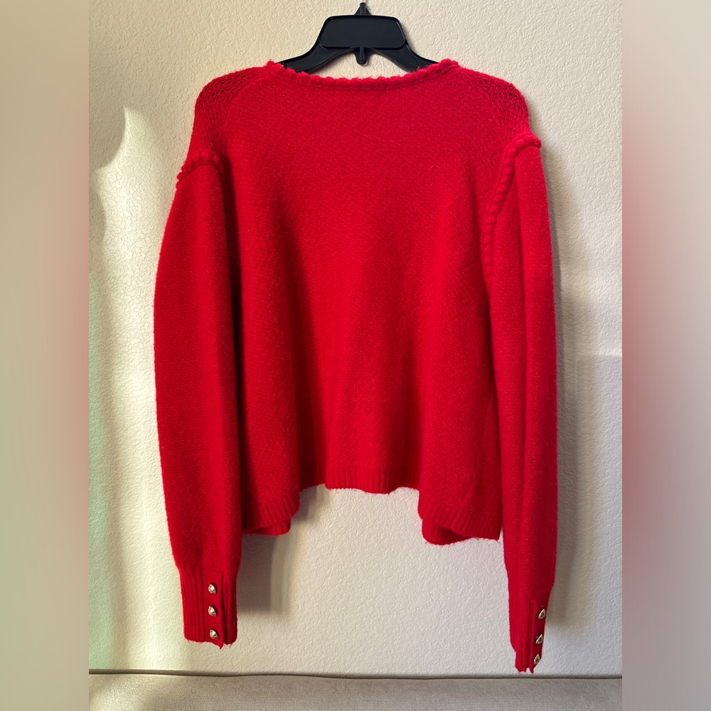 J.Crew • M • Odette Sweater Lady Jacket • Merino Wool, Alpaca, Acrylic• RED - Picture 4 of 11